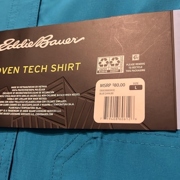 NWT Eddie Bauer men’s woven tech shirt Large - Picture 7 of 7